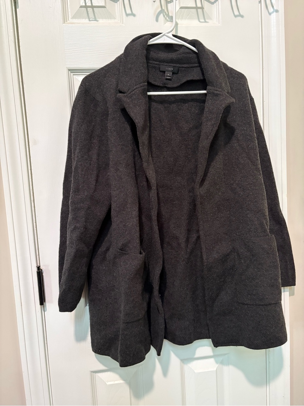 J. Crew Dark Charcoal Open-Front Blazer-Style Coatigan